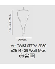 LAMPADARIO STILE CONTEMPORANEO CON CRISTALLI E SFERE TWIST SP50