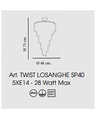LAMPADARIO STILE CONTEMPORANEO CON CRISTALLI E LOSANGHE TWIST SP40