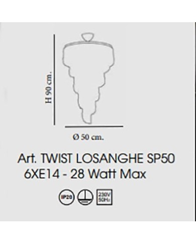 LAMPADARIO STILE CONTEMPORANEO CON CRISTALLI E LOSANGHE TWIST SP50