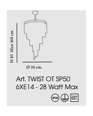 LAMPADARIO STILE CONTEMPORANEO CON CRISTALLI TWIST SP50