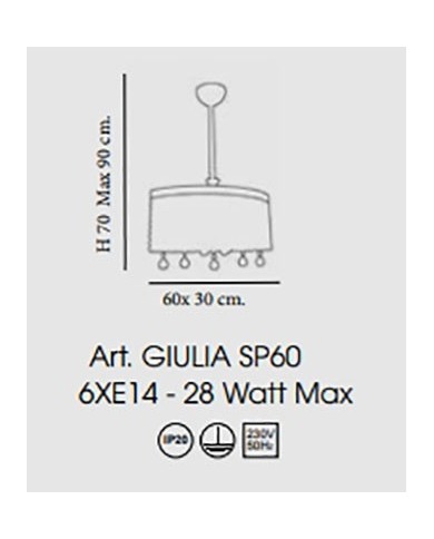 LAMPADARIO A SOSPENSIONE STILE CONTEMPORANEO GIULIA SP60