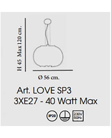 LAMPADARIO A SOSPENSIONE STILE CONTEMPORANEO LOVE SP3