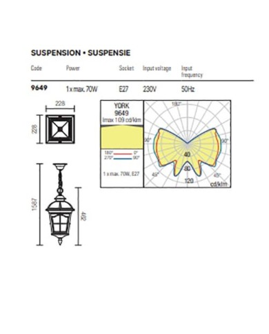 SOSPENSIONE PER ESTERNO STILE CONTEMPORANEO YORK SP