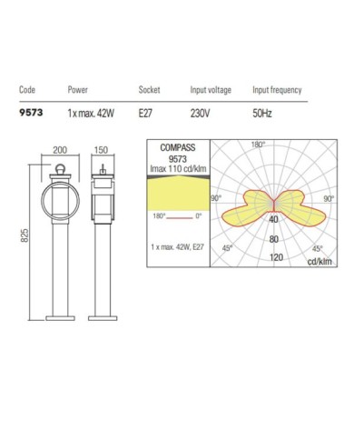 LAMPADA DA TERRA PER ESTERNO STILE CONTEMPORANEO COMPASS