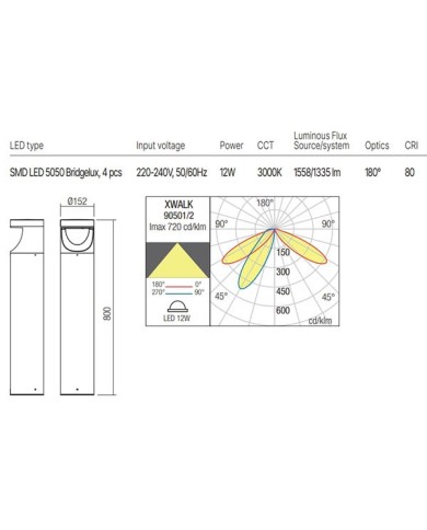 PALETTO PER ESTERNO STILE MODERNO XWALK 12W GRIG