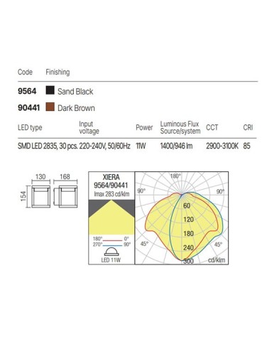 APPLIQUE PER ESTERNO STILE MODERNO XIERA 11W 3000K MARRONE