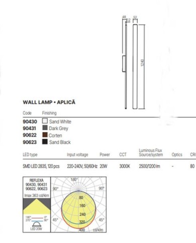 APPLIQUE PER ESTERNO STILE MODERNO REFLEXA P NERO