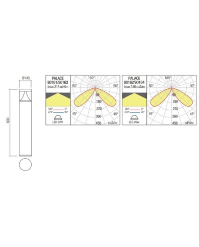 PALETTO PER ESTERNO STILE MODERNO PALACE  GRIGIO 4000K