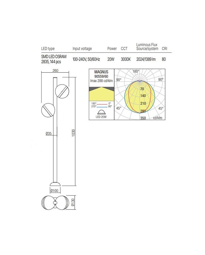 PALETTO PER ESTERNO STILE MODERNO MAGNUS G CORTEN 3000K 20W