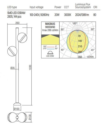 PALETTO PER ESTERNO STILE MODERNO MAGNUS G GRIGIO 3000K 20W