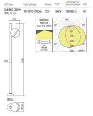 PALETTO PER ESTERNO STILE MODERNO MAGNUS P GRIGIO 3000K 12W