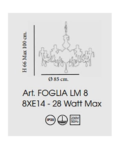 LAMPADARIO STILE CLASSICO FOGLIA LM8