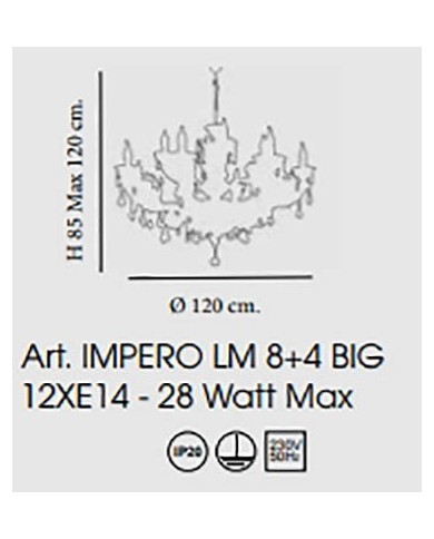 LAMPADARIO STILE CLASSICO IMPERO 12 LUCI BIG