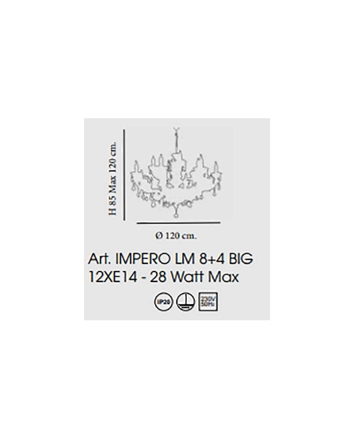 LAMPADARIO STILE CLASSICO IMPERO 12 LUCI BIG