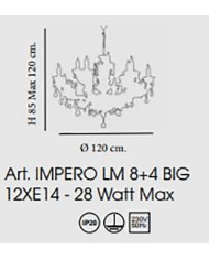 LAMPADARIO STILE CLASSICO IMPERO 12 LUCI BIG