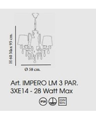 LAMPADARIO STILE CLASSICO IMPERO 3 LUCI