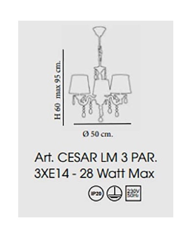 LAMPADARIO STILE CLASSICO CESAR LM 3 CON PAR