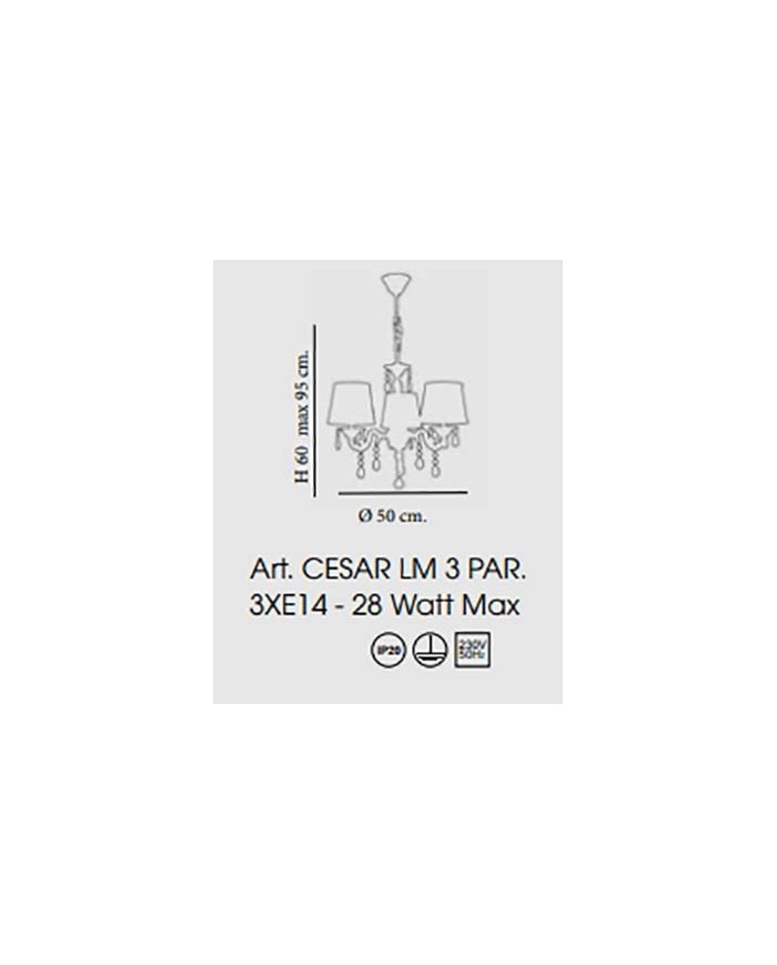 LAMPADARIO STILE CLASSICO CESAR LM 3 CON PAR