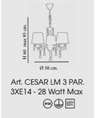 LAMPADARIO STILE CLASSICO CESAR LM 3 CON PAR