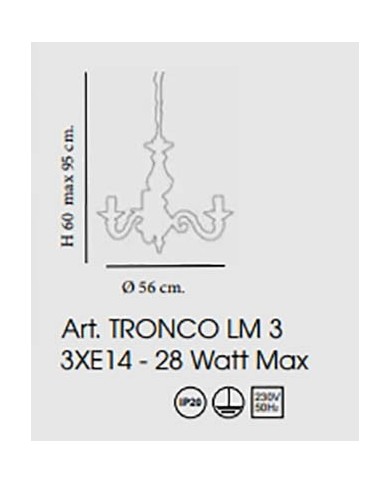 LAMPADARIO A SOSPENSIONE STILE CLASSICO TRONCO LM 3 LUCI