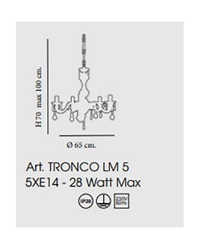 LAMPADARIO A SOSPENSIONE STILE CLASSICO TRONCO LM 5 LUCI