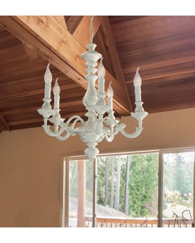 LAMPADARIO A SOSPENSIONE STILE SHABBY FIRENZE 5 LUCI