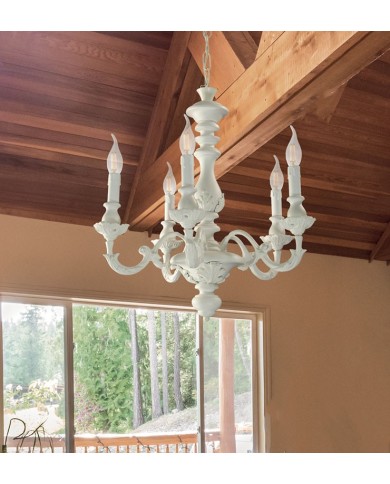 LAMPADARIO A SOSPENSIONE STILE SHABBY FIRENZE 5 LUCI