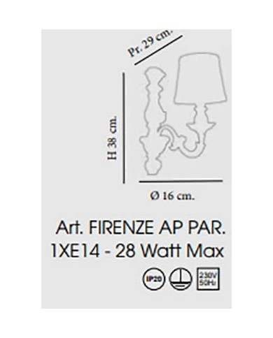 APPLIQUE DA PARETE STILE SHABBY  FIRENZE AP1