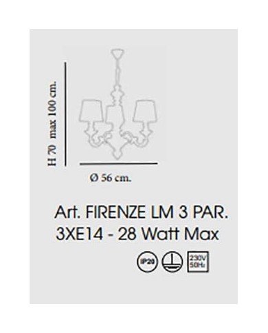 LAMPADARIO A SOSPENSIONE STILE SHABBY FIRENZE 3 LUCI