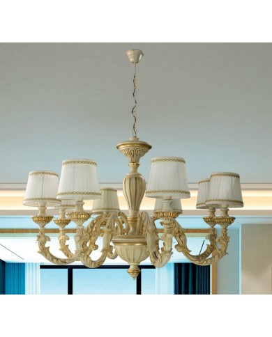 LAMPADARIO A SOSPENSIONE STILE SHABBY TOSCANO 8 LUCI