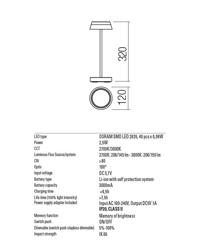LAMPADA RICARICABILE PER ESTERNO ILUNA