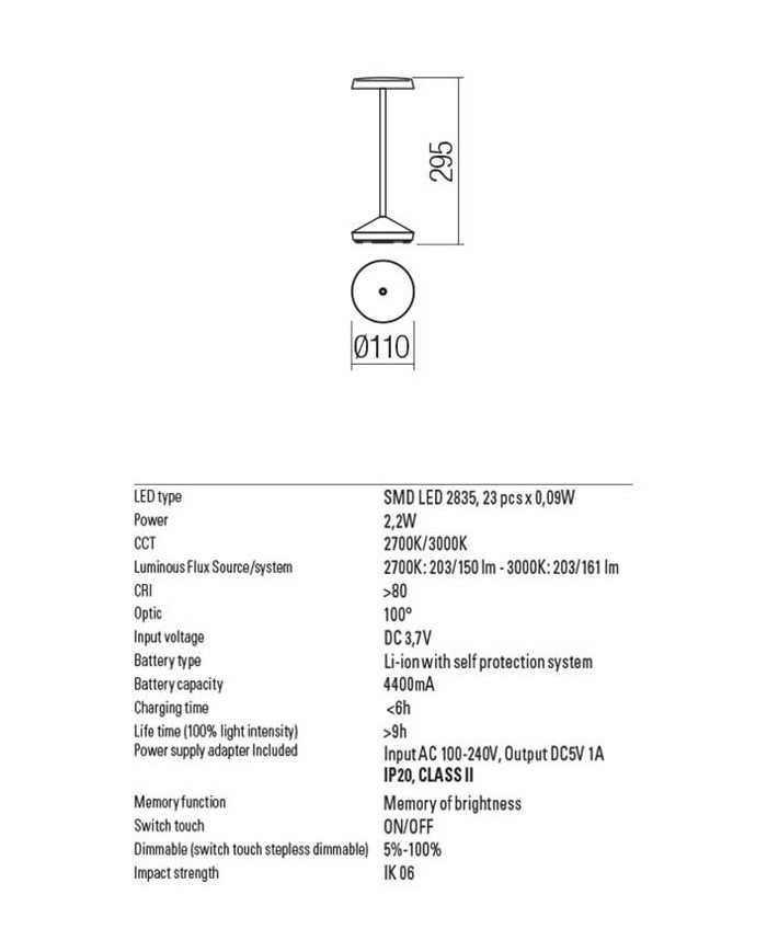 LAMPADA RICARICABILE PER ESTERNO SOPHIE