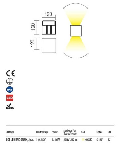 APPLIQUE PER ESTERNO STILE MODERNO 10W VARY 4000K
