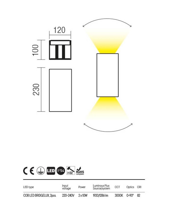 APPLIQUE PER ESTERNO STILE MODERNO 20WATT VARY 3000K