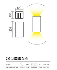 APPLIQUE PER ESTERNO STILE MODERNO 20WATT VARY 3000K