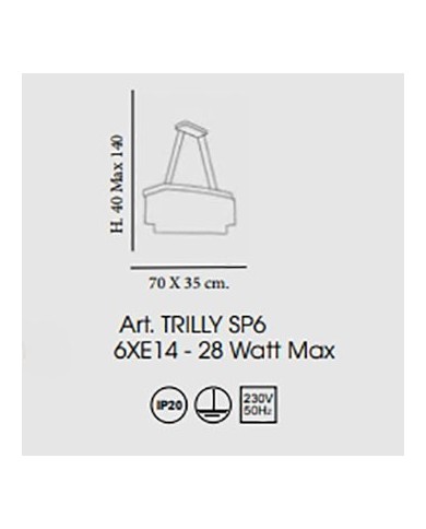 LAMPADARIO A SOSPENSIONE STILE CONTEMPORANEO TRILLY SP6