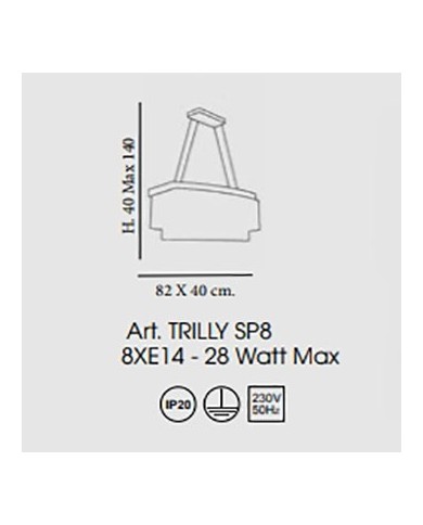LAMPADARIO A SOSPENSIONE STILE CONTEMPORANEO TRILLY SP8