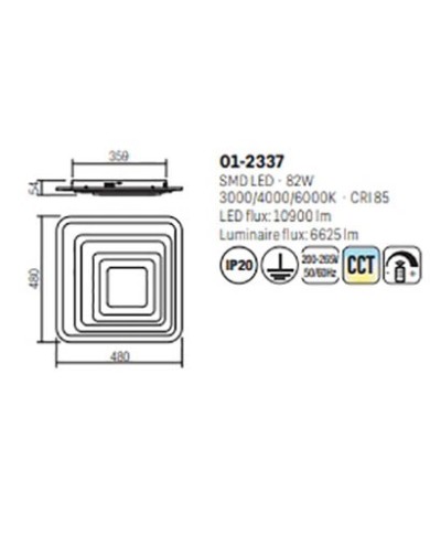 PLAFONIERA STILE MODERNO STRATOS QUADRATA