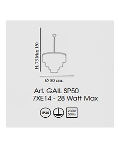 LAMPADARIO A SOSPENSIONE STILE CONTEMPORANEO GAIL DIAMETRO 50